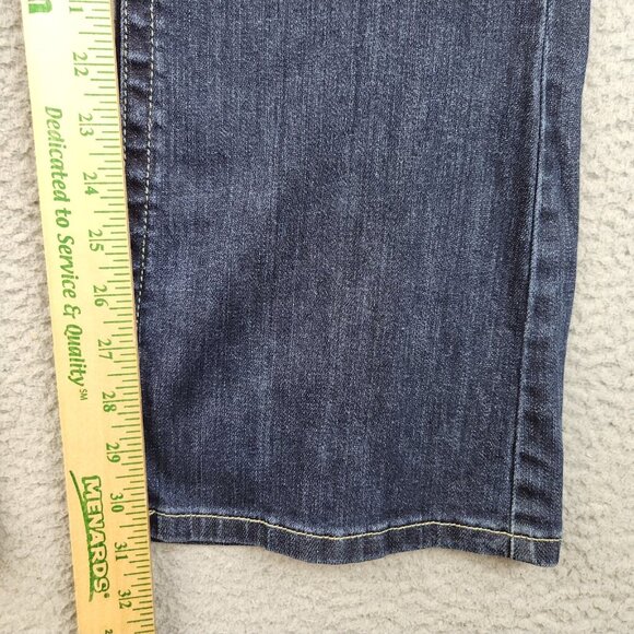 Y2K Vanity Jeans Womens 31x33 Blue Flared Leg Dark Wash Low Rise Whiskered Denim - Picture 6 of 11